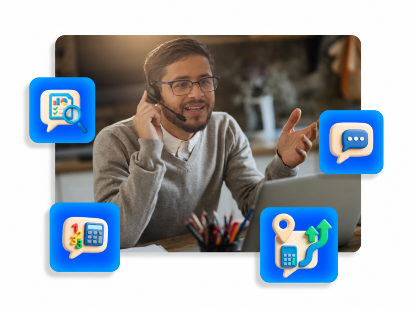 Consultor em atendimento por videochamada